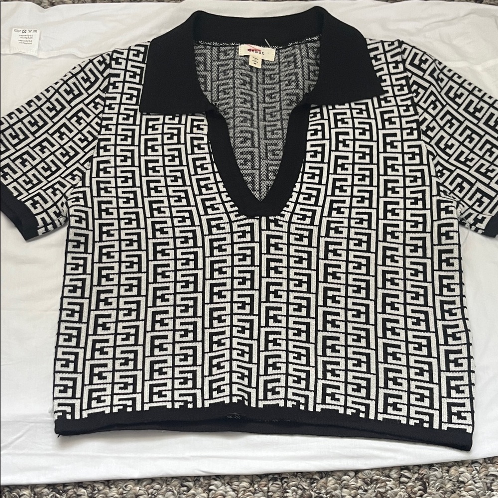 Designer Black and White Crop Top.